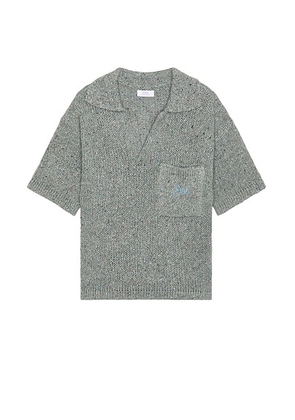 ERL Unisex Polo Shirt With Logo Embroidery in Grey Melange - Grey. Size L (also in M, S).