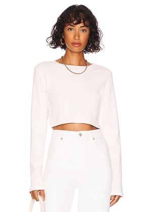 DONNI. Rib Crop Long Sleeve in Cream. Size L, M, S, XS.