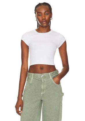Enza Costa Silk Cropped Tee in White. Size M, S, XL, XS.