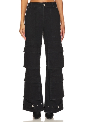 h:ours Pamela Oversized Cargo Pants in Black. Size XL.