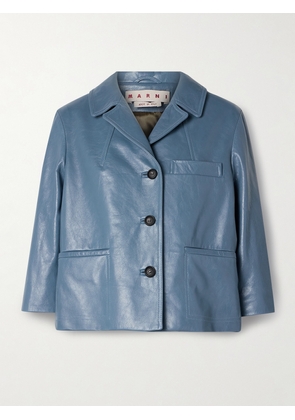 Marni - Cropped Textured-leather Jacket - Blue - IT38,IT40