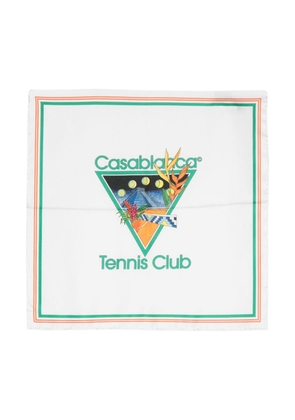 Casablanca Tennis Club square silk scarf - White