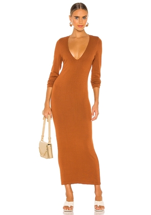 L'Academie Deena Maxi Dress in Brown. Size M, XL, XXS.