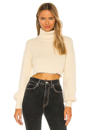 L'Academie Lucia Cropped Turtleneck in Cream. Size S, XL, XS.