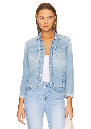 L'AGENCE Janelle Slim Undone Jacket in Denim-Light. Size M, S, XL/1X, XS.