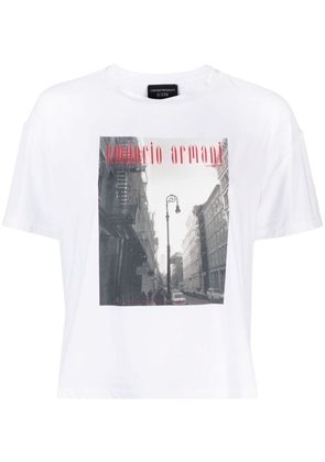 Emporio Armani graphic-print drop-shoulder T-shirt - White