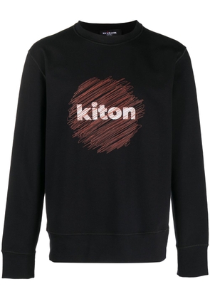 Kiton logo-print stretch-cotton sweatshirt - Black