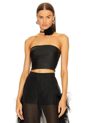 Lapointe Stretch Faux Leather Tube Top in Black. Size 2, 4, 6, 8.