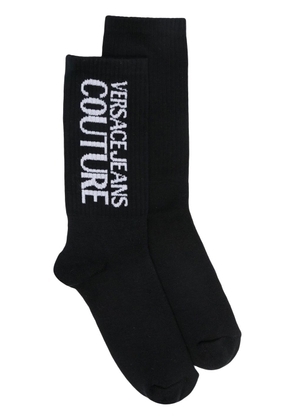 Versace Jeans Couture ribbed-knit logo ankle socks - Black