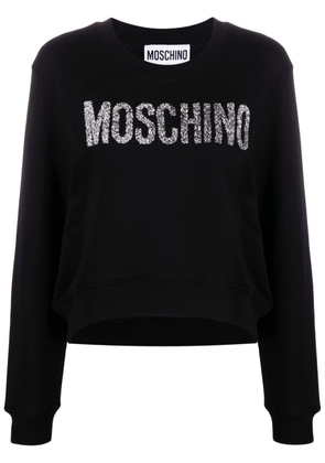 Moschino glitter-logo cotton sweatshirt - Black