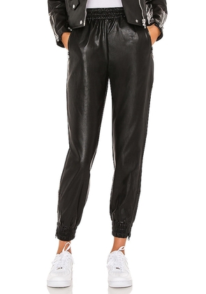 superdown Rinah Faux Leather Jogger Pant in Black. Size S, XL, XS.