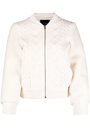 Maje knitted zip-up bomber jacket - White
