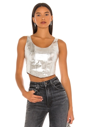 Understated Leather Mustang Bustier in Metallic Silver. Size XS.