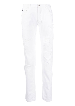 Dolce & Gabbana distressed straight-leg jeans - White