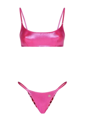 Dolce & Gabbana high-shine bikini set - Pink