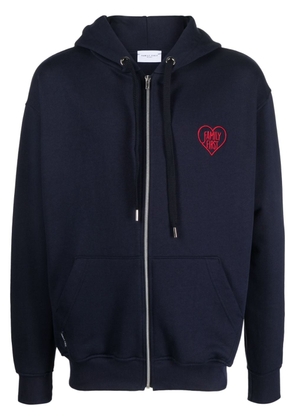 Family First embroidered-logo zip-up hoodie - Blue