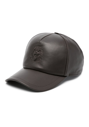 Billionaire logo-embossed leather cap - Brown
