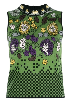 Kenzo mock-neck floral intarsia-knit vest - Green
