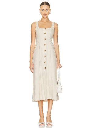 Tularosa Carley Midi Dress in Beige. Size L, S, XL.