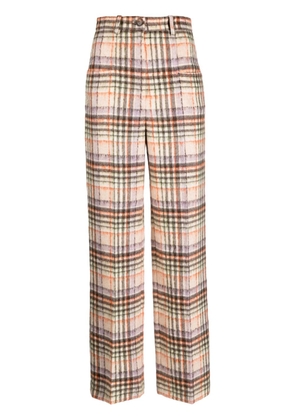Sonia Rykiel checked felted wool straight-leg trousers - Brown