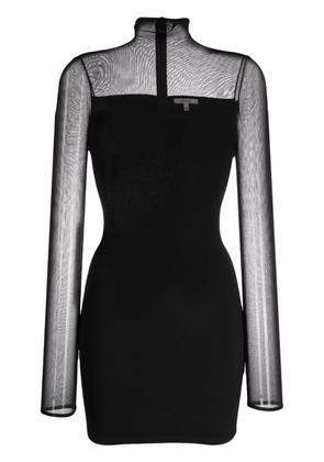 Nensi Dojaka roll-neck semi-sheer-panelled minidress - Black