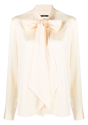 Alex Perry pussy bow-collar satin blouse - Neutrals