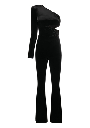 NISSA one-shoulder velvet jumpsuit - Black