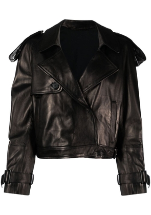 Salvatore Santoro cropped leather trench jacket - Black