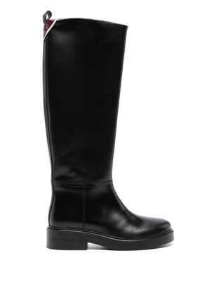 Tommy Hilfiger monogram-plaque leather knee-high boots - Black