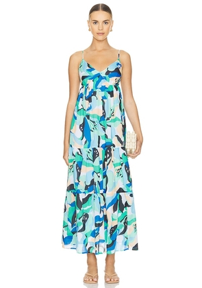 Seafolly Tiered Midi Dress in Blue. Size M, S, XL.