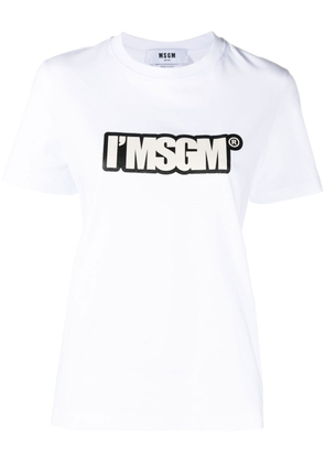 MSGM logo-print cropped T-shirt - White
