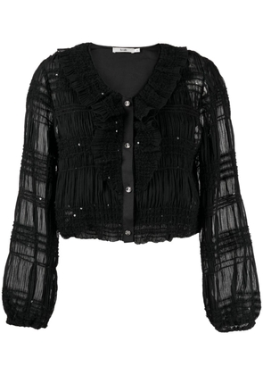 b+ab ruffled-trim V-neck blouse - Black