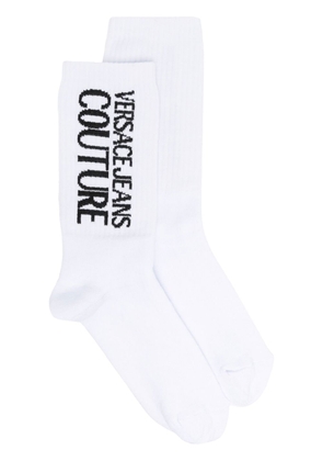 Versace Jeans Couture ribbed-knit logo ankle socks - White