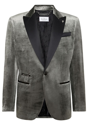 Philipp Plein contrast-lapel velvet blazer - Grey