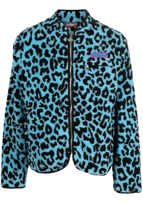 Just Don leopard-print fleece jacket - Blue