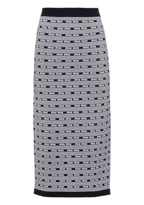 Miu Miu intarsia logo stripe pencil skirt - Black