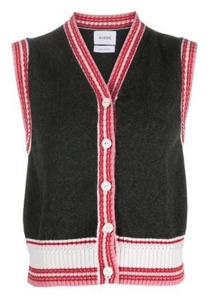 Barrie stripe-detail sleeveless cashmere vest - Green