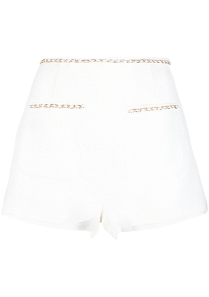 b+ab chain detailed tweed shorts - White
