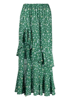 b+ab floral-print tiered skirt - Green