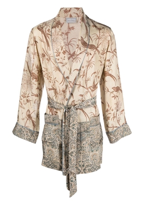 Pierre-Louis Mascia patterned belted silk jacket - Neutrals