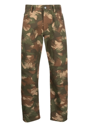 Moschino graphic-print cotton cropped trousers - Green