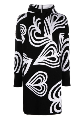 DVF Diane von Furstenberg intarsia-knit heart hooded dress - Black