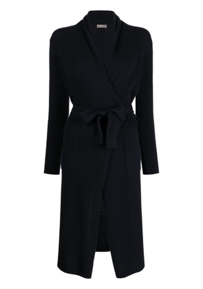 N.Peal belted-waist cashmere maxi cardigan - Blue