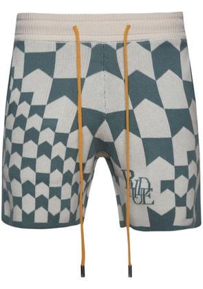 RHUDE Racing monogram-knit shorts - Neutrals
