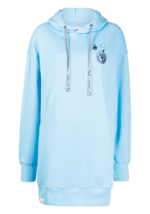 izzue logo-embroidered cotton sweatshirt dress - Blue