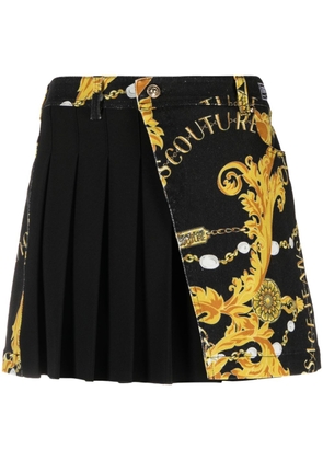 Versace Jeans Couture Logo Couture pleated denim skirt - Black