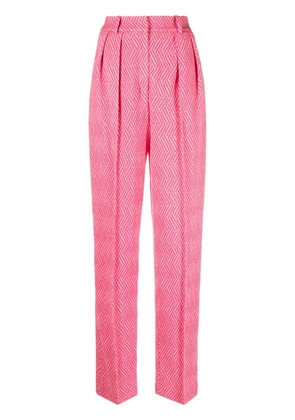 The Mannei diagonal-print straight trousers - Pink