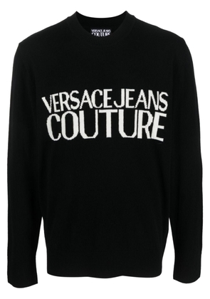 Versace Jeans Couture logo-intarsia crew-neck jumper - Black
