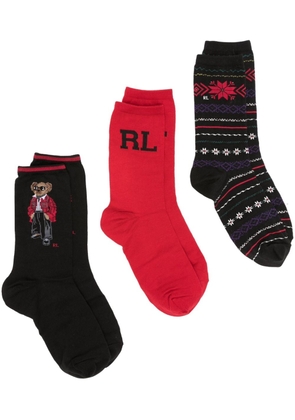 Polo Ralph Lauren patterned-intarsia socks (pack of three) - Black