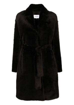 Yves Salomon belted single-breasted coat - Brown
